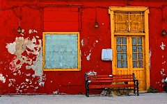 Altes-Haus-Sitzbank-Urlaub