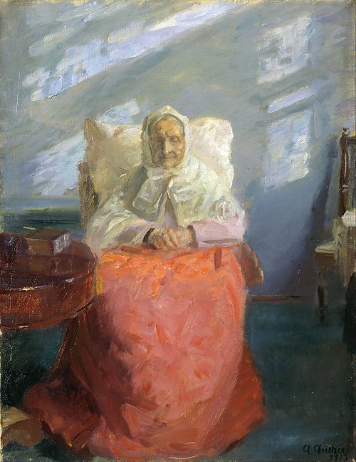 Anna Ancher Mrs Ane Brondum in the blue room Wandbild