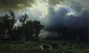 Albert Bierstadt Bueffelpfad der bevorstehende Sturm Wandbild