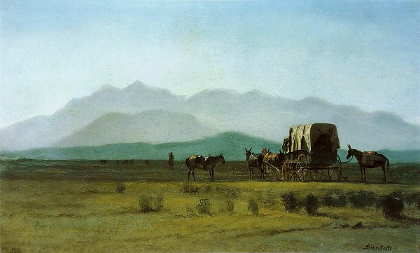 Albert Bierstadt Vermessungswagen in den Rockies Wandbild