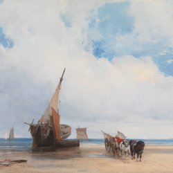 Richard-Parkes-Bonington-Beached-Vessels-and-a-Wagon-near-Trouville-France