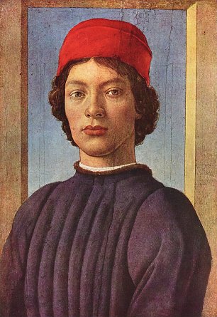 Sandro Botticelli Portrait eines Juenglings mit roter Muetze Wandbild