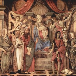 Sandro-Botticelli-Thronende-Madonna-Engel-und-Heilige