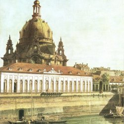 Canaletto-II-Die-Bruehlsche-Gemaeldegalerie-und-die-Kuppel-der-Frauenkirche