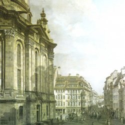 Canaletto-II-Die-Frauenkirche-mit-dem-Haus-Zur-Glocke-und-dem-Eckhaus-Rampische-Gasse