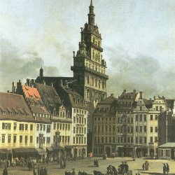Canaletto-II-Die-Turmfront-der-Kreuzkirche-am-Eingang-der-Kreuzgasse-mit-den-Buergerhaeusern-zwischen-Grosser-Frohngasse-u