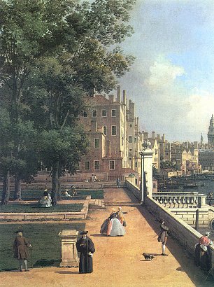 Canaletto London Themse mit der City im Hintergrund von der Terasse des Somerset House aus gesehen Detail Wandbild