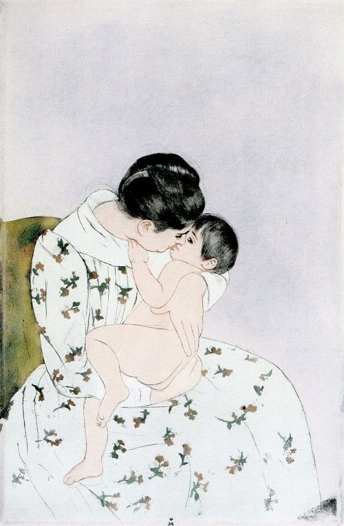 Mary Cassatt Mothers Kiss Wandbild