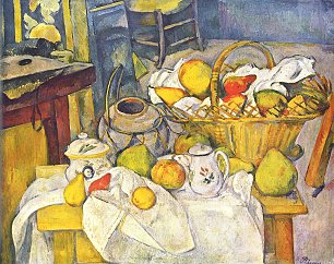 Paul Cezanne Stillleben mit Fruechtekorb Wandbild