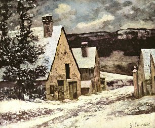 Gustave Courbet Dorfausgang im Winter Wandbild