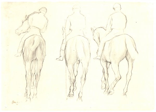 Edgar Degas Drei Studien eines reitenden Jockeys Wandbild