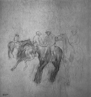 Edgar Degas Vier Jockeys vor dem Start Wandbild
