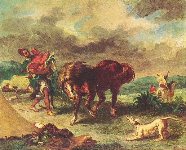 Eugene Delacroix Der Marokkaner und sein Pferd Wandbild