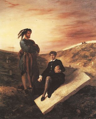 Eugene Delacroix Hamlet und Horatio auf dem Friedhof 1 Wandbild