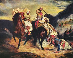 Eugene Delacroix Kampf des Giaur mit dem Pascha Wandbild