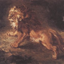 Eugene-Delacroix-Loewe-lauert-auf-seine-Beute