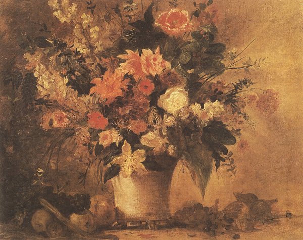 Eugene Delacroix Stillleben mit Blumen und Fruechten Wandbild