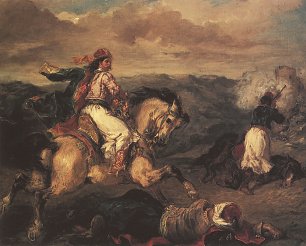 Eugene Delacroix Szene aus dem Krieg zwischen Tuerken und Griechen Wandbild