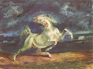 Eugene Delacroix Vor dem Blitz scheuendes Pferd Wandbild