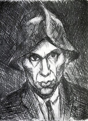 Jules Derkovits Self Portrait with a Hat Wandbild