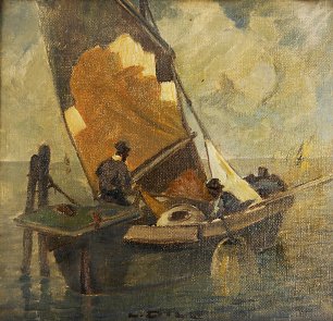 Ludwig Dill Venezianisches Fischerboot Wandbild