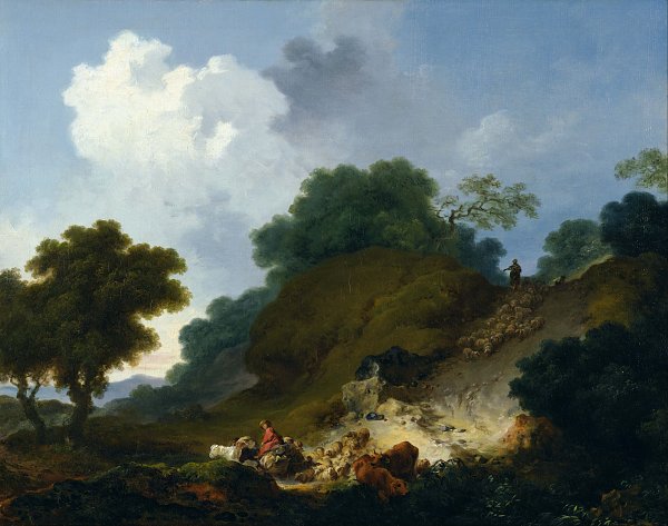 Jean Honore Fragonard Landscape with Shepherds and Flock of Sheep Wandbild