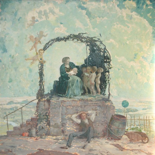 Max Frey Maria in der Laube Wandbild