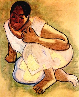 Paul Gauguin Kauerndes Maedchen von Tahiti Wandbild