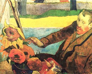 Paul Gauguin Portrait des Vincent van Gogh Sonnenblumen malend Wandbild