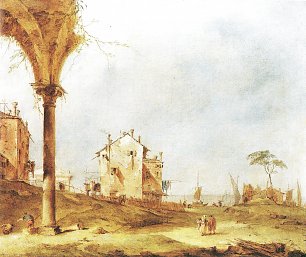 Francesco Guardi Phantasielandschaft mit Bauwerken an der Lagune Wandbild