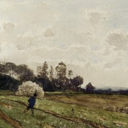 Henri-Harpignies-A-Farmer-Crossing-a-Field