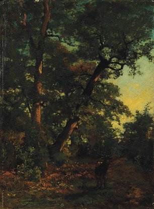 Henri Harpignies Ein Hirsch im Wald Wandbild