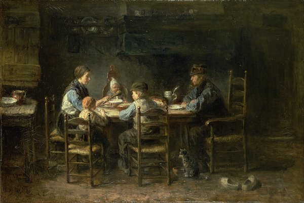 Jozef Israels Peasant family at the table Wandbild