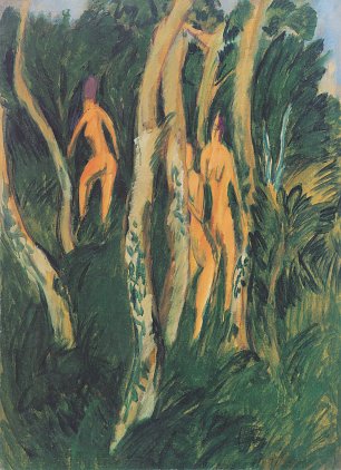 Ernst Ludwig Kirchner Drei Akte unter Baeumen Wandbild