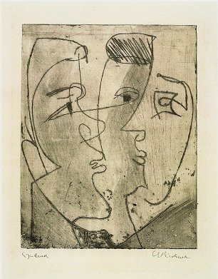 Ernst Ludwig Kirchner Drei Gesichter Wandbild