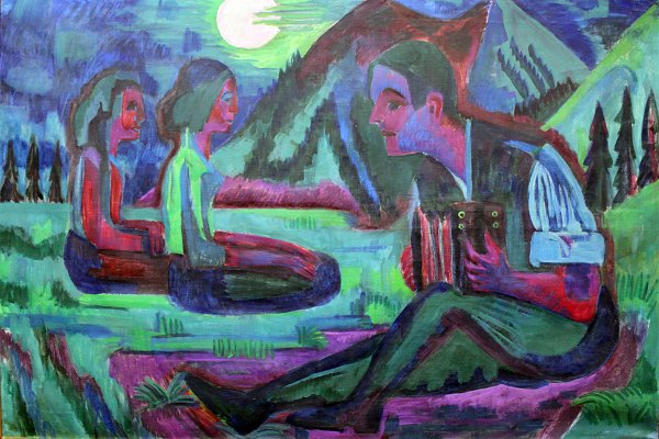 Ernst Ludwig Kirchner Handorgler in Mondnacht Wandbild