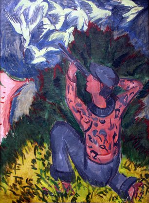 Ernst Ludwig Kirchner Moewenjaeger im Gehoelz Wandbild