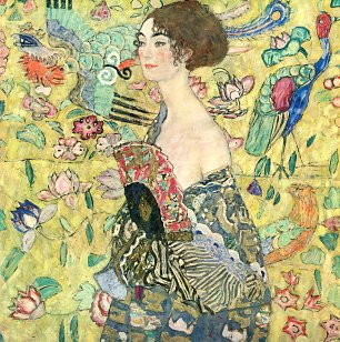 Gustav Klimt Dame mit Faecher Wandbild