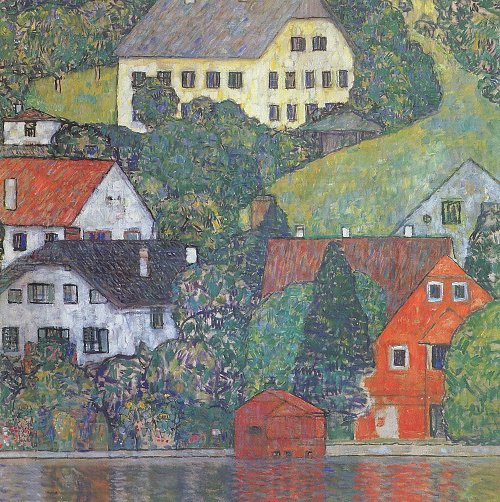 Gustav Klimt Haeuser in Unterach Attersee Wandbild