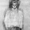 Gustav-Klimt-Dame-mit-Cape-Zeichnung