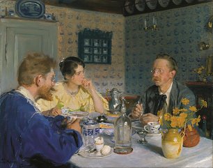 Peder Severin Kroyer A luncheon The artist his wife and the writer Otto Benzon Wandbild