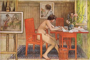 Carl Larsson Model writing postcards Wandbild