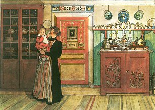 Carl Larsson Mutter mit Kind und Zimmer Wandbild