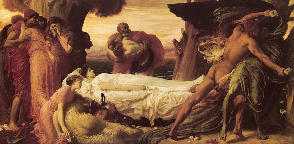 Frederic Leighton Herkules ringt mit dem Tod um den Koerper von Alcestis