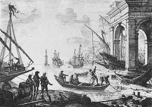 Claude Lorrain Der Hafen mit der Halle