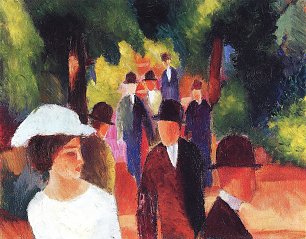 August Macke Promenade mit weissem Maedchen in Halbfigur Wandbild