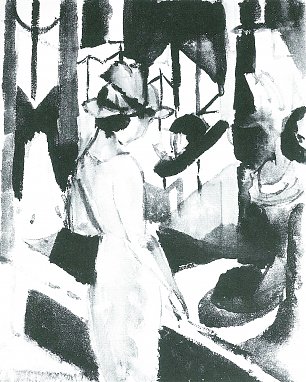 August Macke Frau vor Hutladen Wandbild