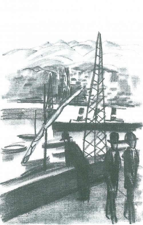 August Macke Hafen mit Bergen Wandbild