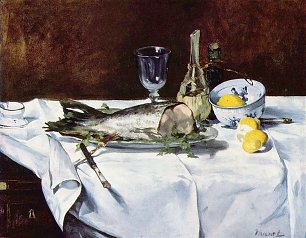 Edouard Manet Stillleben mit Lachs Wandbild