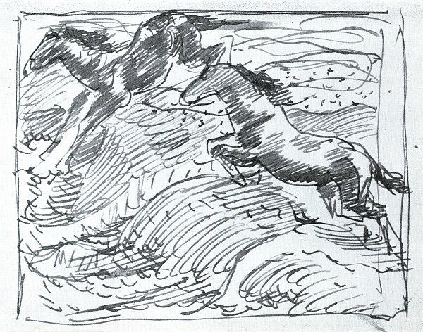 Franz Marc Zwei springende Pferde Wandbild